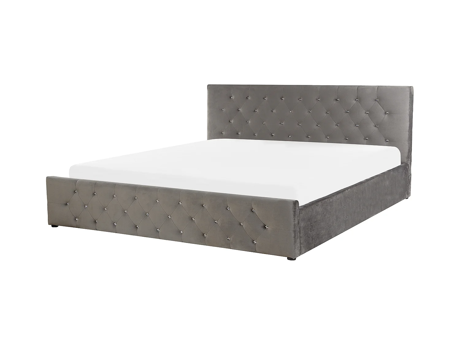 Cama con almacenaje Terciopelo AMIENS 180 x 200 cm Gris