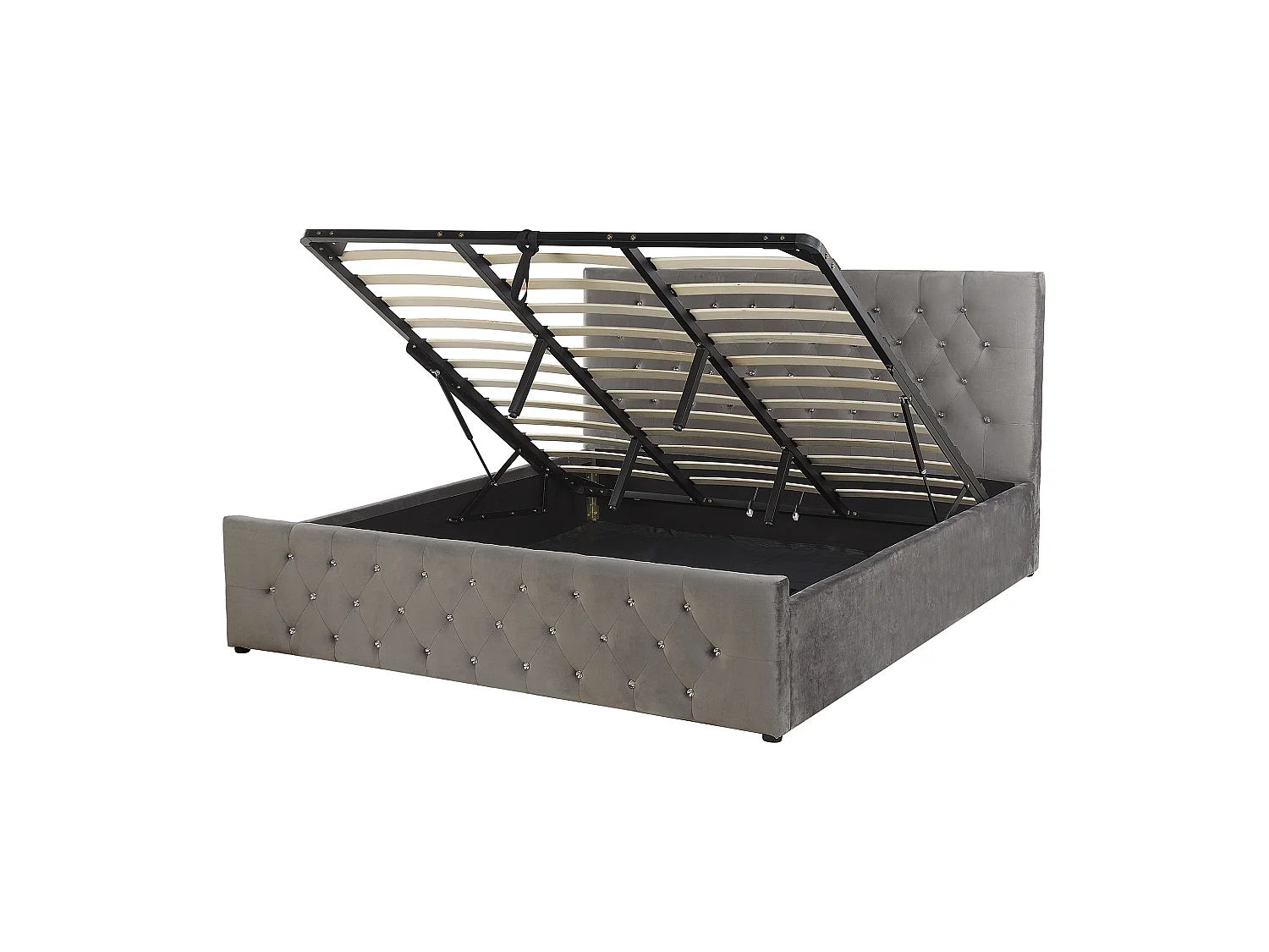 Lit ottoman Velours AMIENS 180 x 200 cm Gris