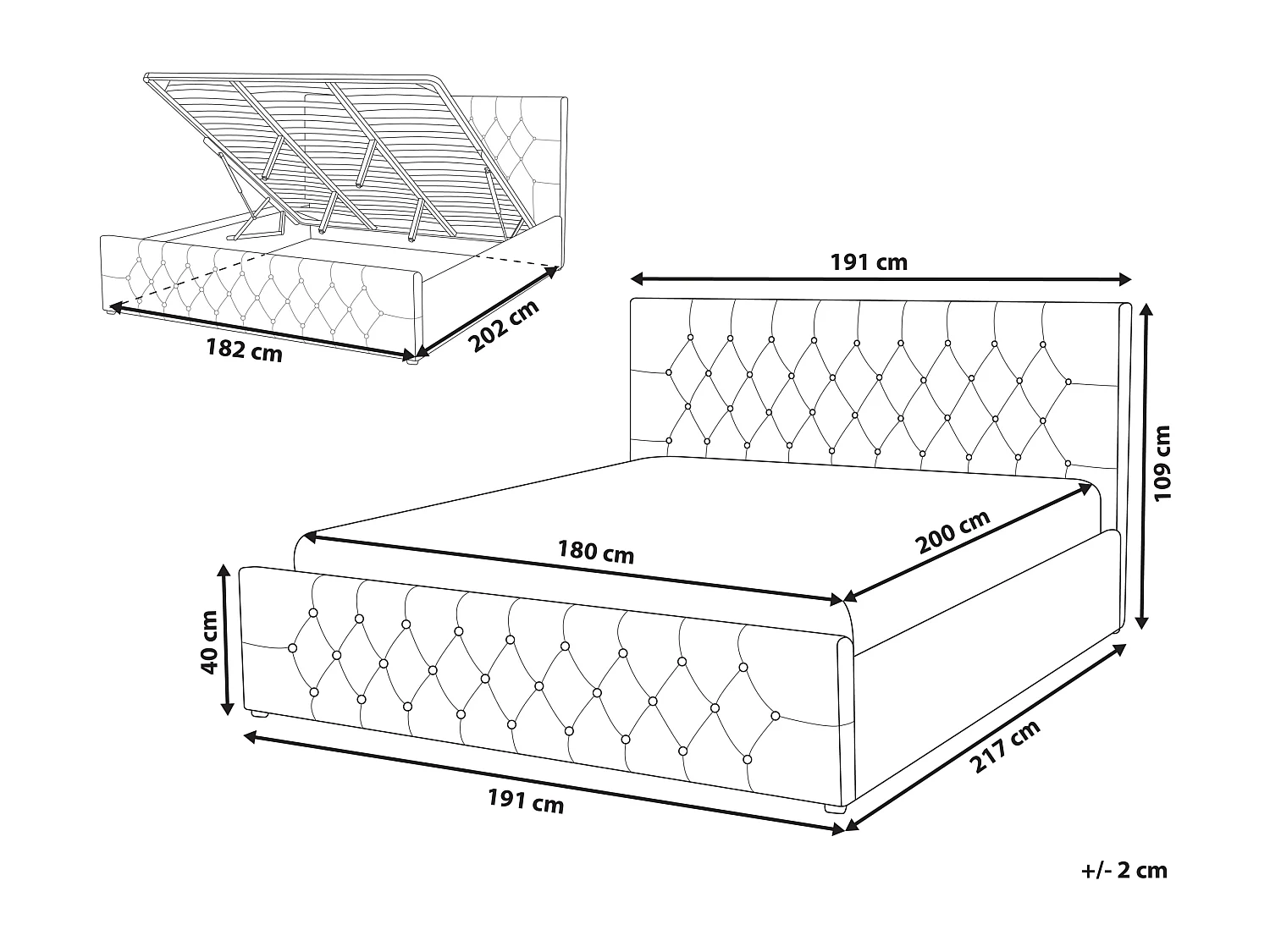 Bed met opbergruimte Fluweel AMIENS 180 x 200 cm Grijs