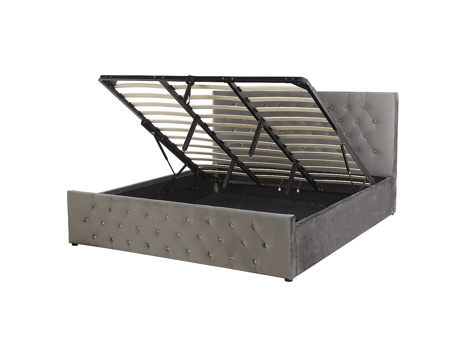 Cama con almacenaje Terciopelo AMIENS 180 x 200 cm Gris