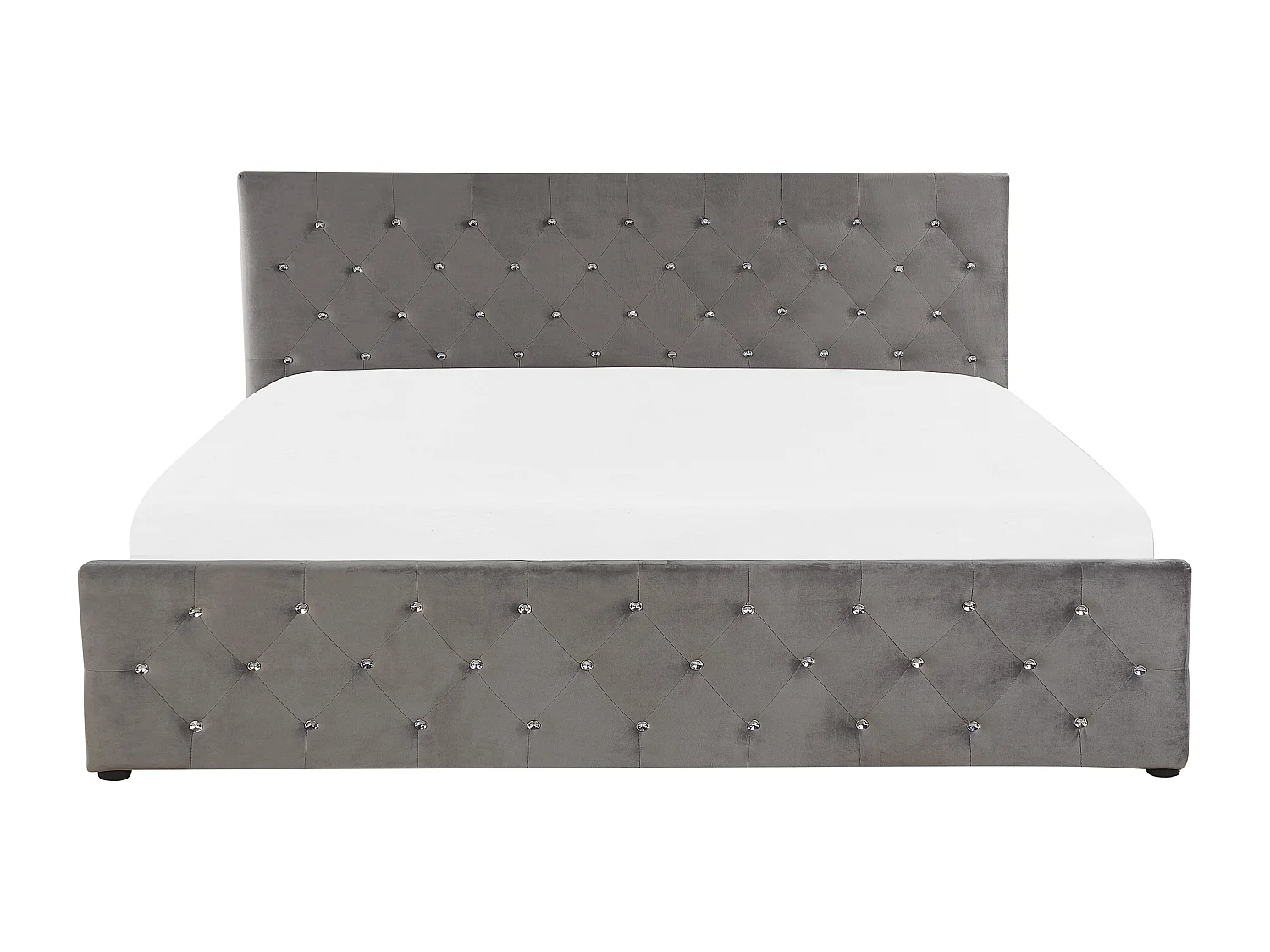 Cama con almacenaje Terciopelo AMIENS 180 x 200 cm Gris