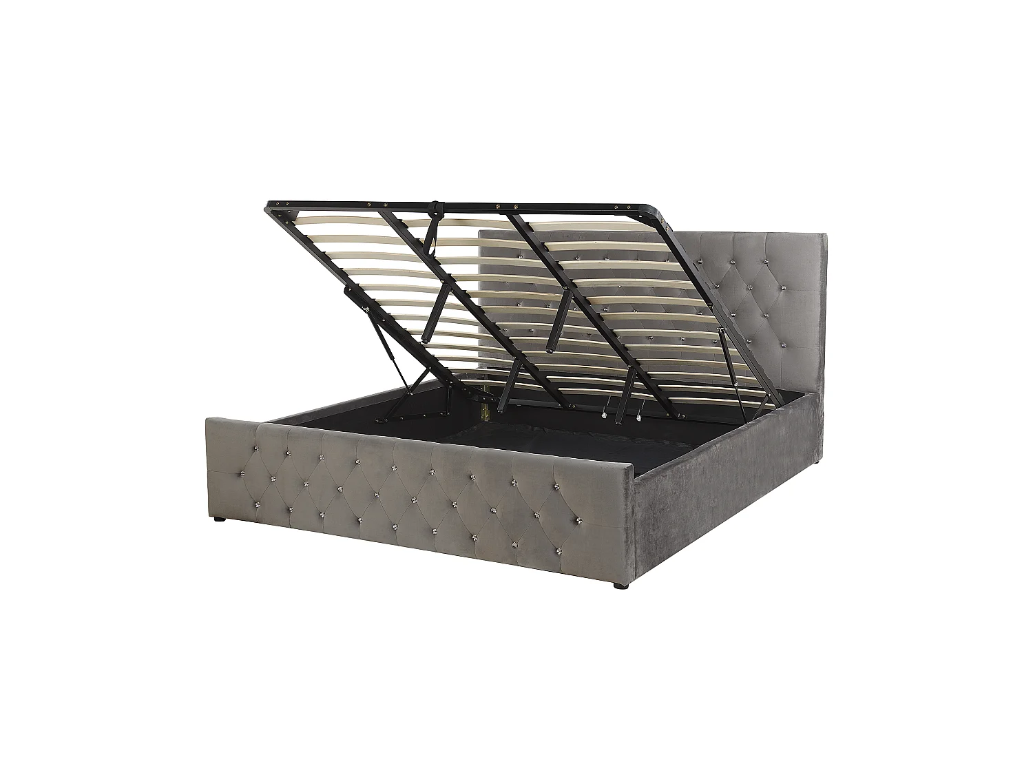 Cama con almacenaje Terciopelo AMIENS 180 x 200 cm Gris
