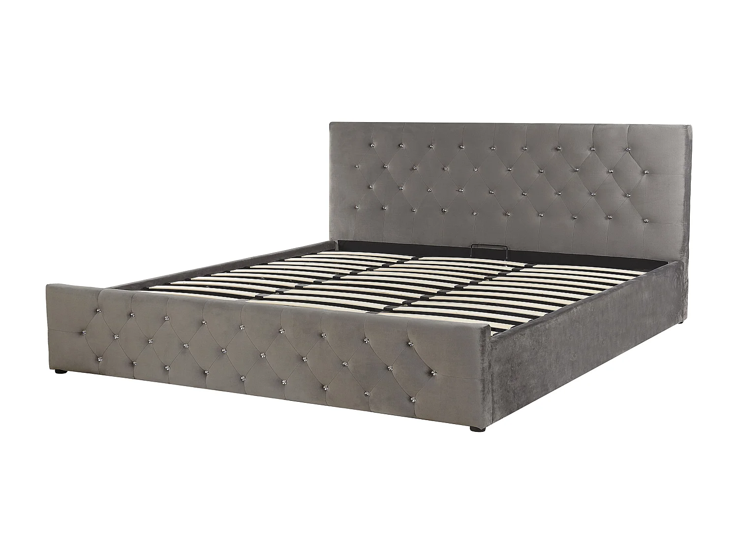 Cama con almacenaje Terciopelo AMIENS 180 x 200 cm Gris