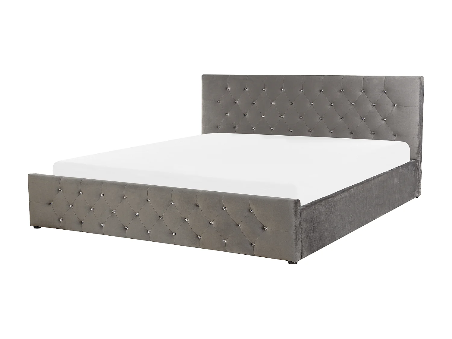 Cama con almacenaje Terciopelo AMIENS 180 x 200 cm Gris