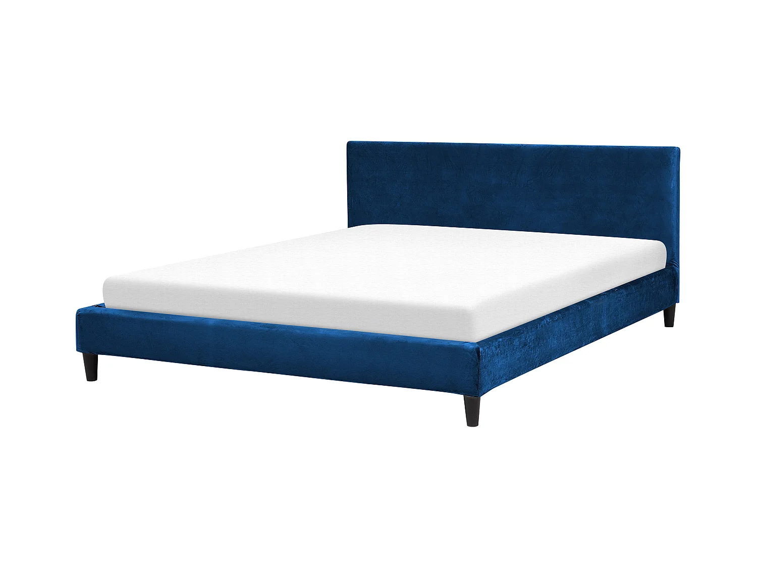 Lit avec sommier Velours FITOU 180 x 200 cm Bleu foncé