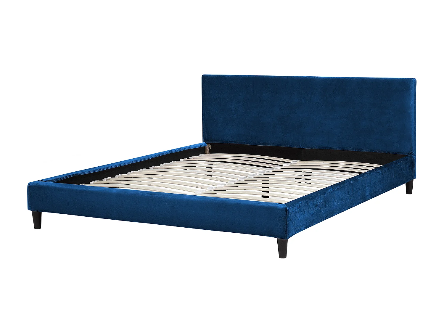 Lit avec sommier Velours FITOU 180 x 200 cm Bleu foncé