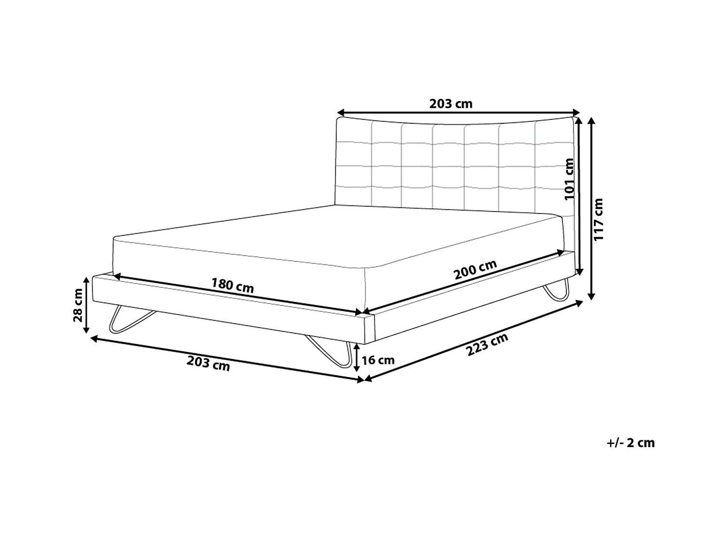 Lit avec sommier Velours LANNION 180 x 200 cm Gris foncé