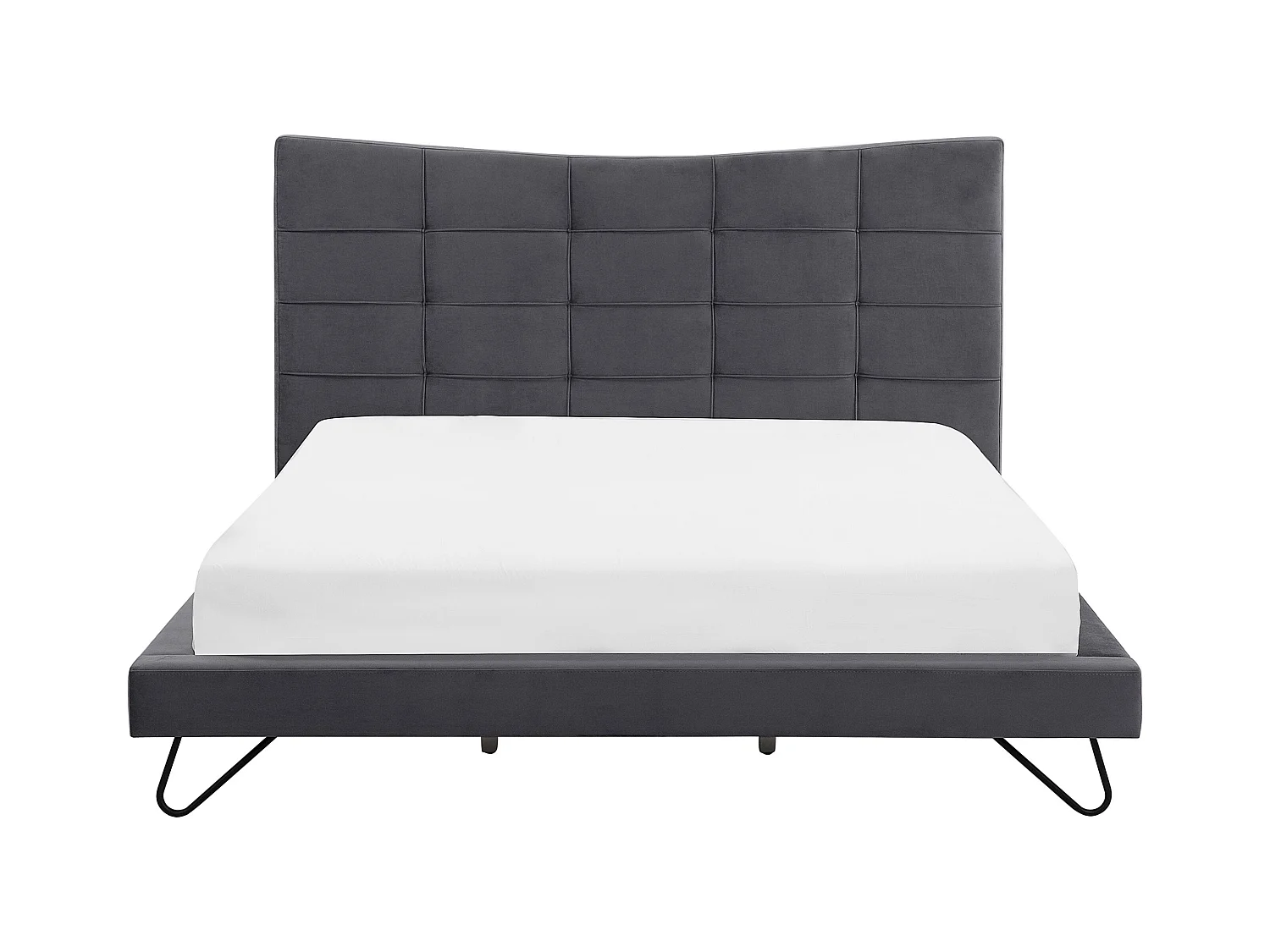 Lit avec sommier Velours LANNION 180 x 200 cm Gris foncé