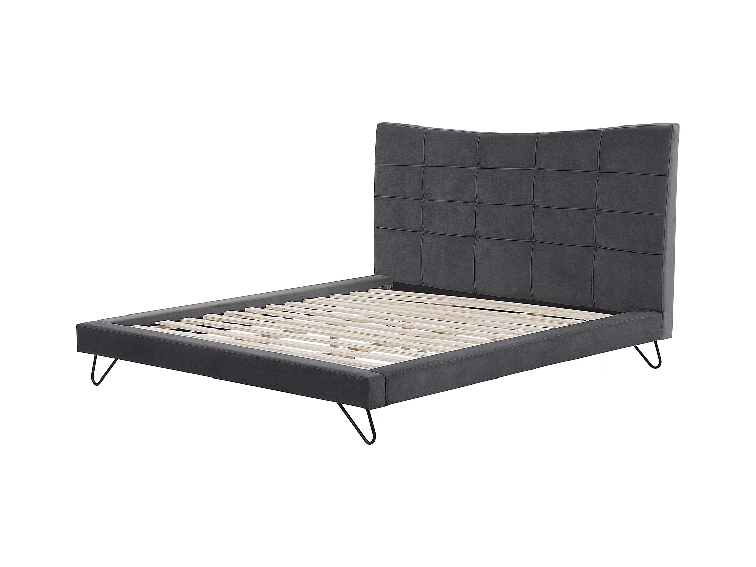 Lit avec sommier Velours LANNION 180 x 200 cm Gris foncé