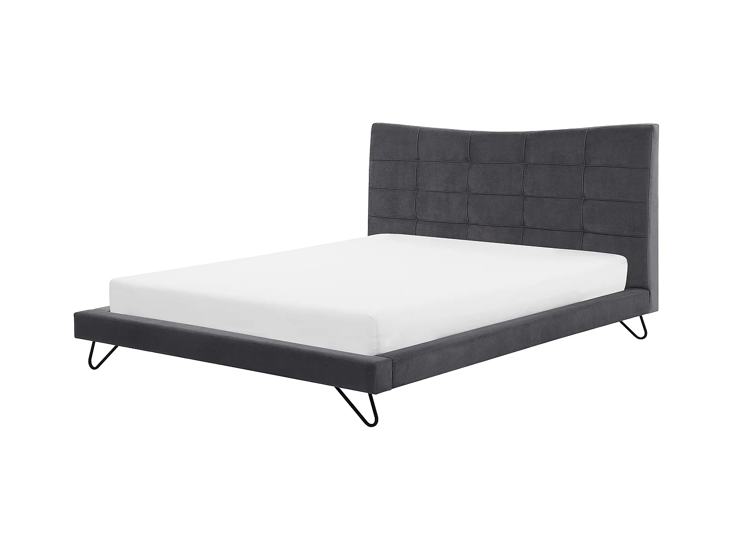 Lit avec sommier Velours LANNION 180 x 200 cm Gris foncé