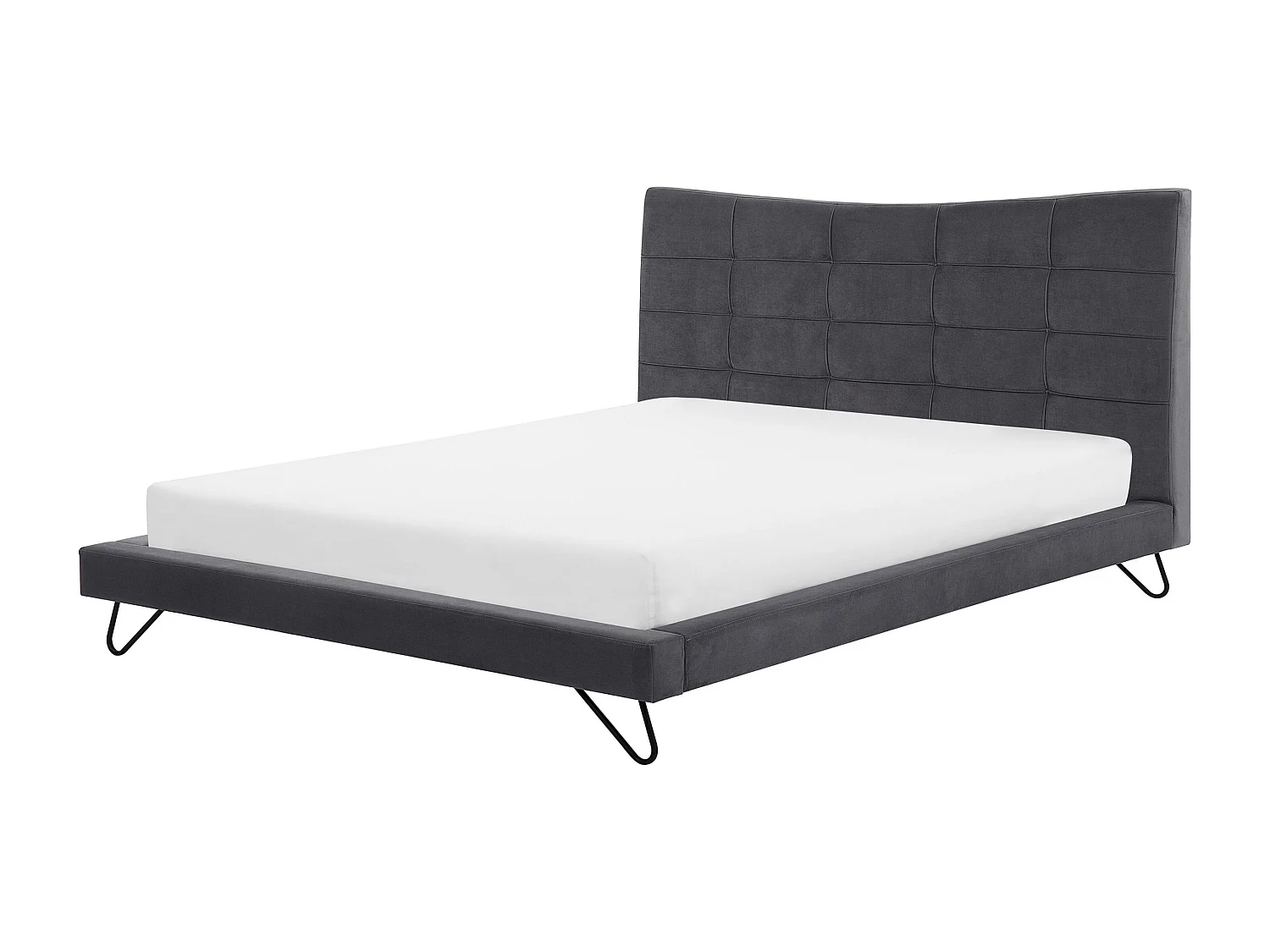 Lit avec sommier Velours LANNION 180 x 200 cm Gris foncé