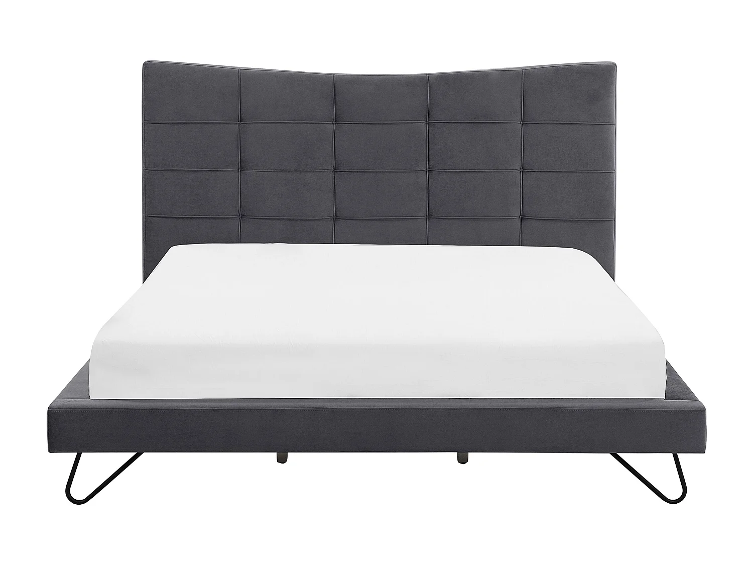 Lit avec sommier Velours LANNION 180 x 200 cm Gris foncé