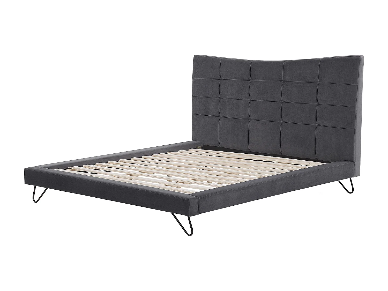Lit avec sommier Velours LANNION 180 x 200 cm Gris foncé