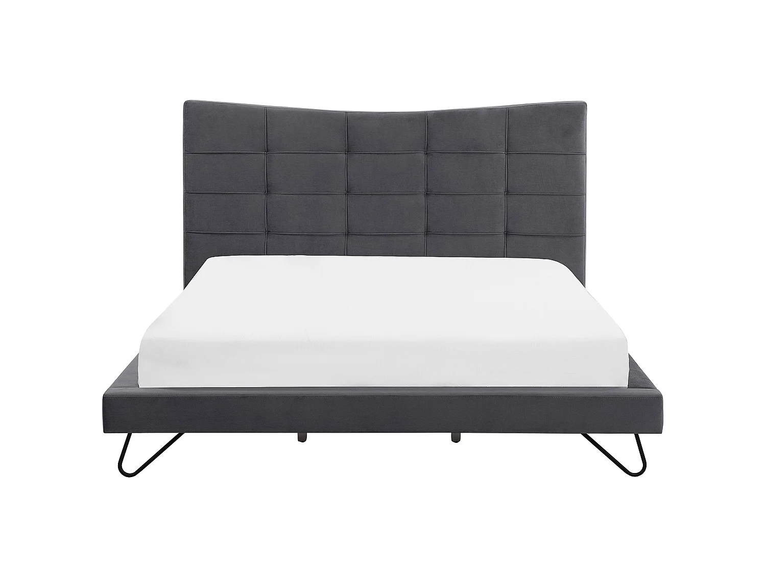Säng med lamellram Sammet LANNION 180 x 200 cm Mörkgrå