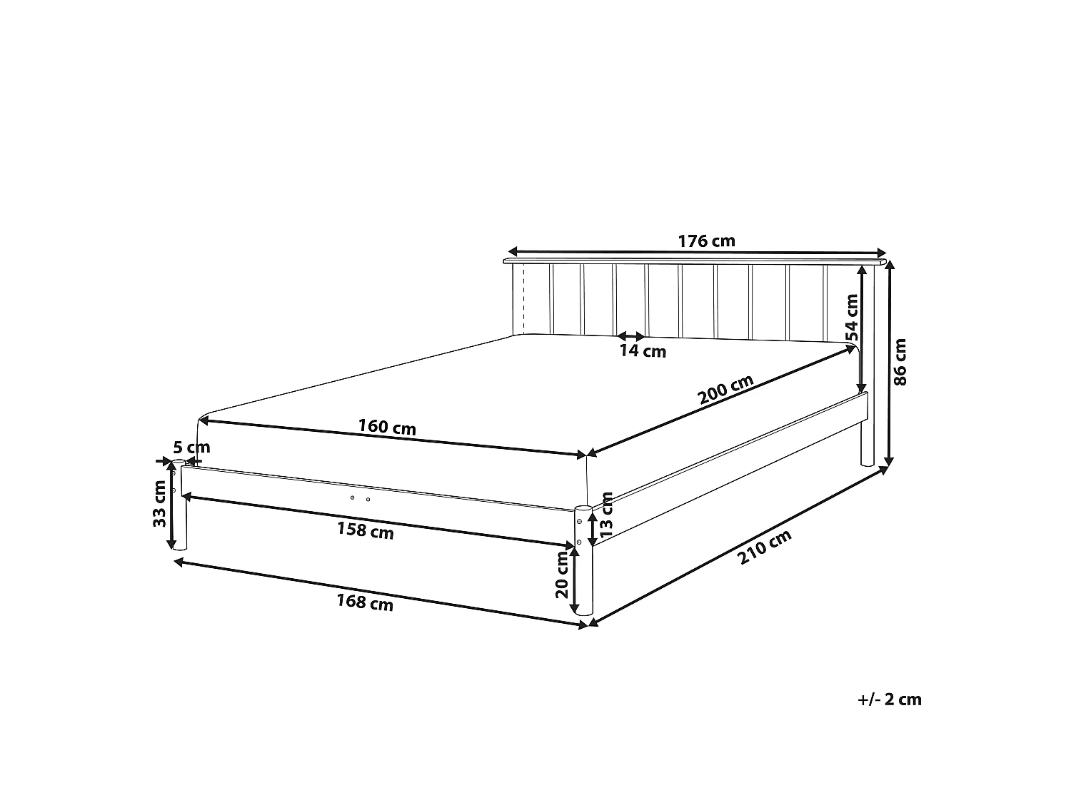 Lit double en bois clair 160 x 200 cm BARRET