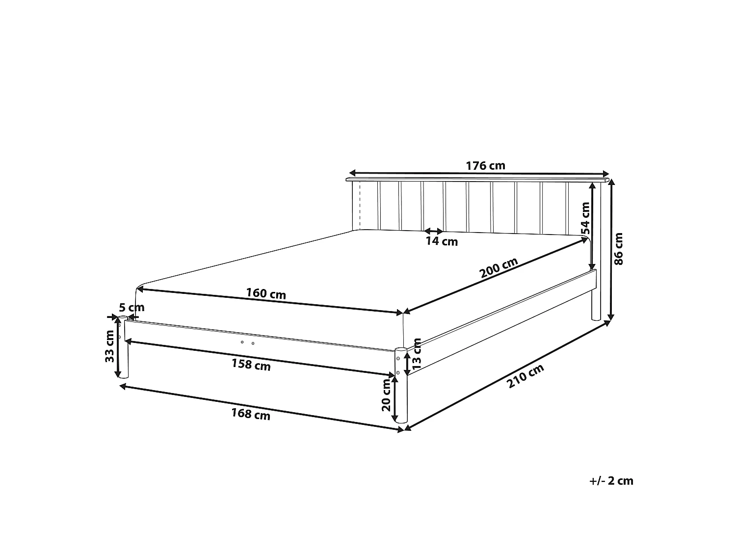 Lit double en bois clair 160 x 200 cm BARRET