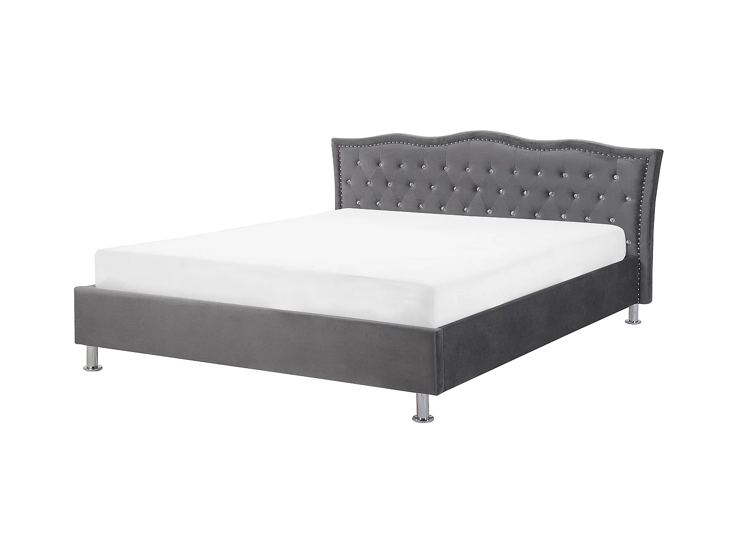 Lit avec sommier Velours METZ 160 x 200 cm Gris foncé