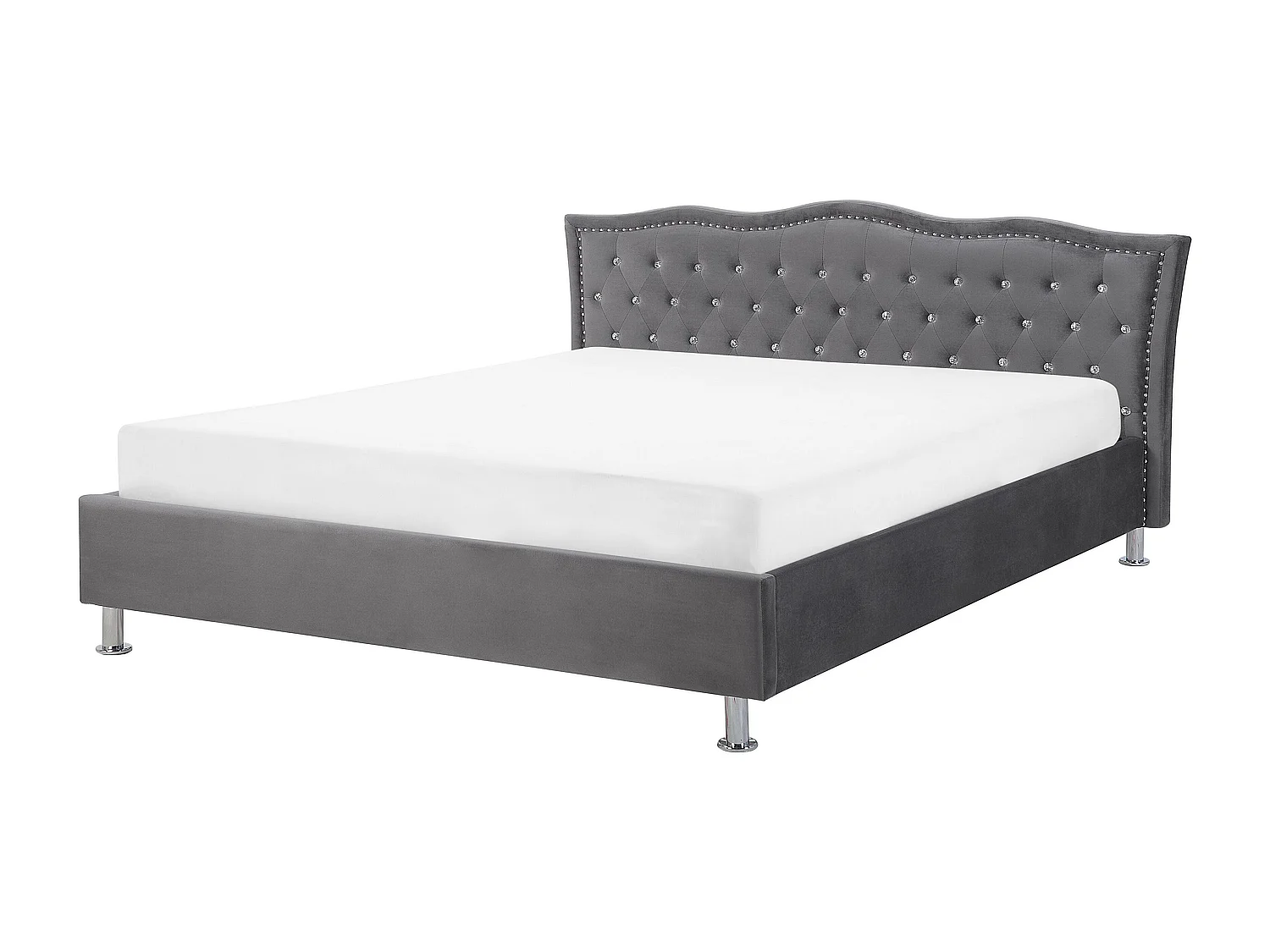 Lit avec sommier Velours METZ 160 x 200 cm Gris foncé