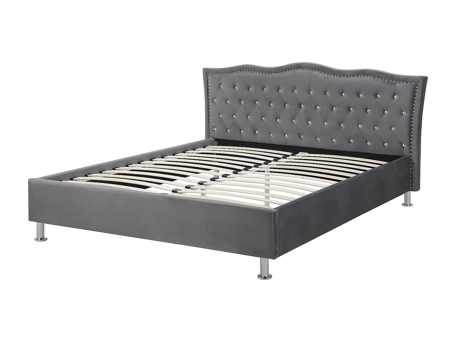 Lit avec sommier Velours METZ 160 x 200 cm Gris foncé