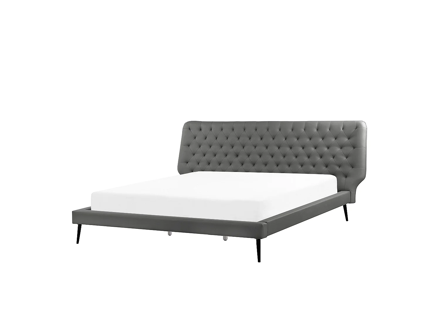 Lit avec sommier Cuir PU ESSONNE 180 x 200 cm Gris