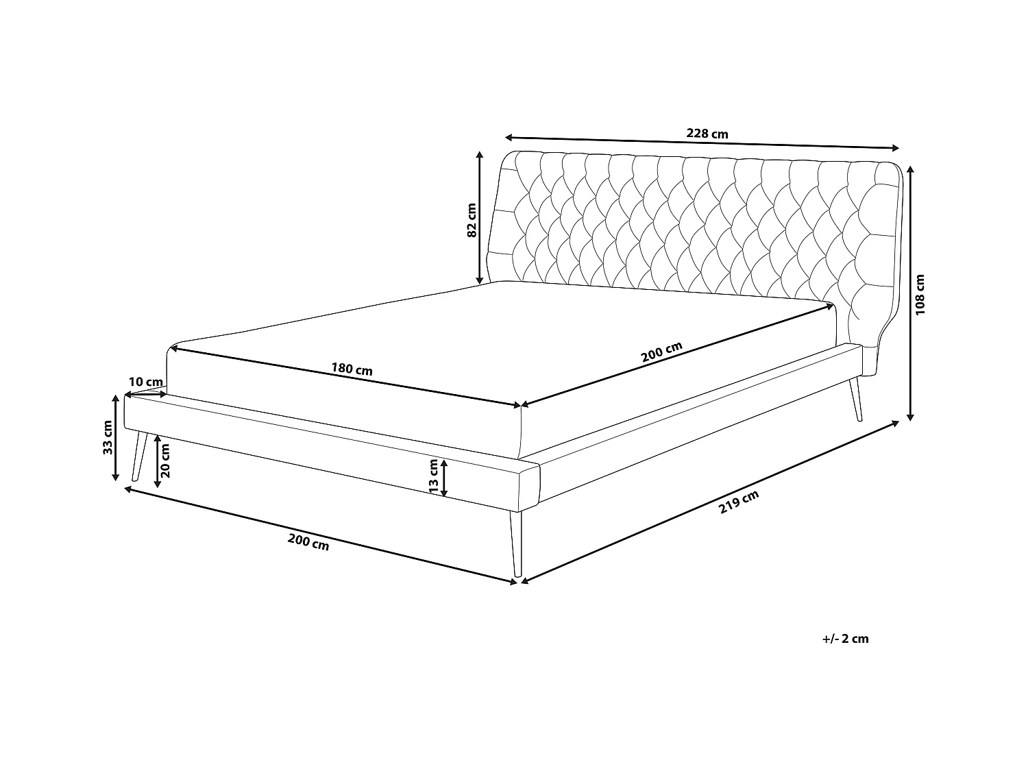 Lit avec sommier Cuir PU ESSONNE 180 x 200 cm Gris