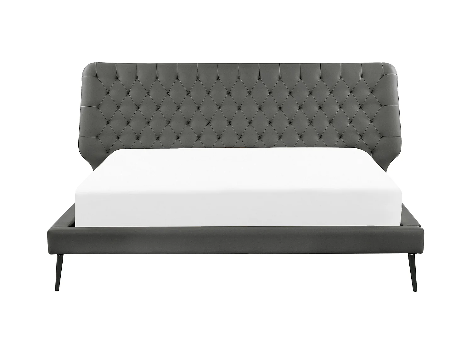 Lit avec sommier Cuir PU ESSONNE 180 x 200 cm Gris