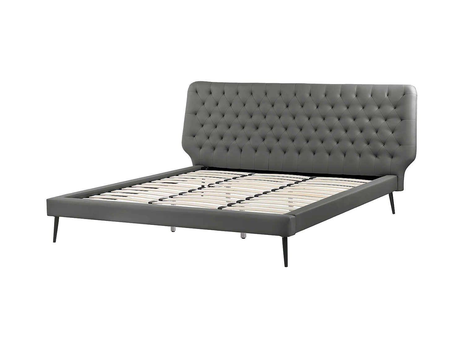 Lit avec sommier Cuir PU ESSONNE 180 x 200 cm Gris