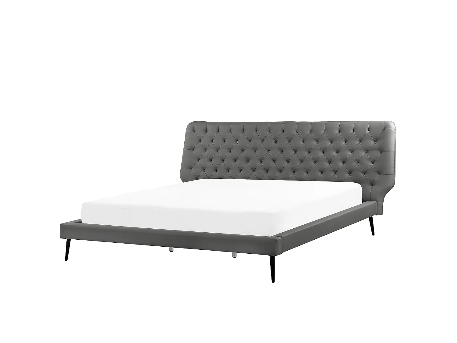 Lit avec sommier Cuir PU ESSONNE 180 x 200 cm Gris