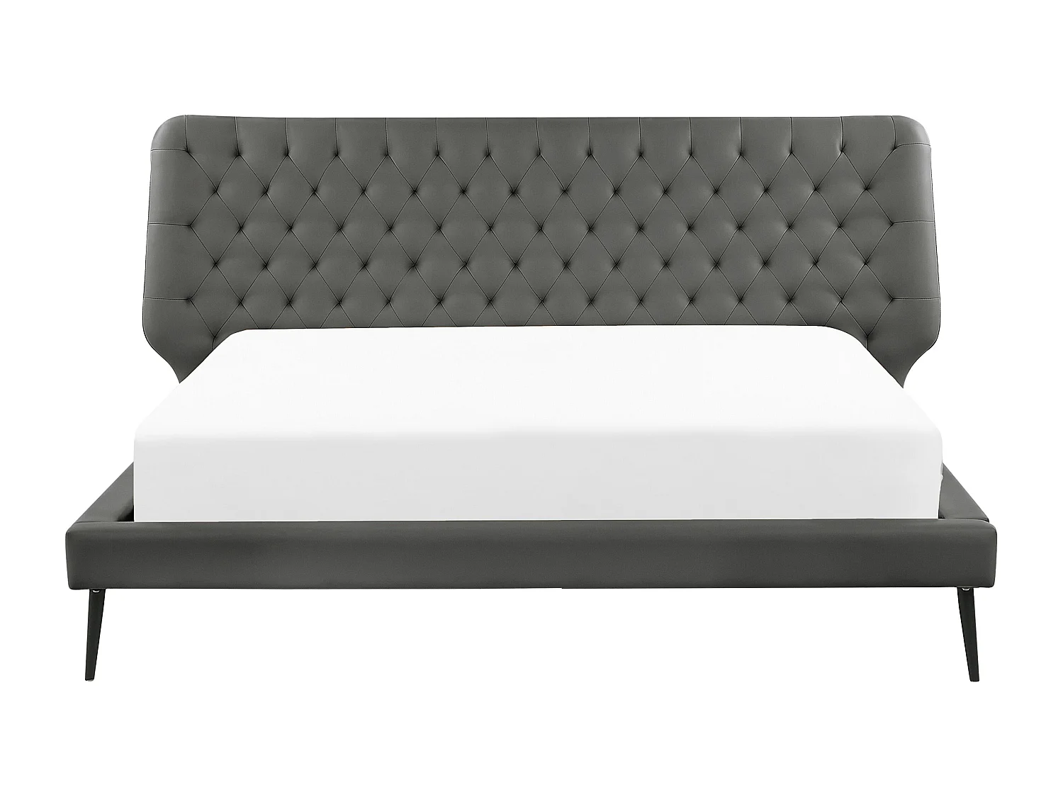 Lit avec sommier Cuir PU ESSONNE 180 x 200 cm Gris