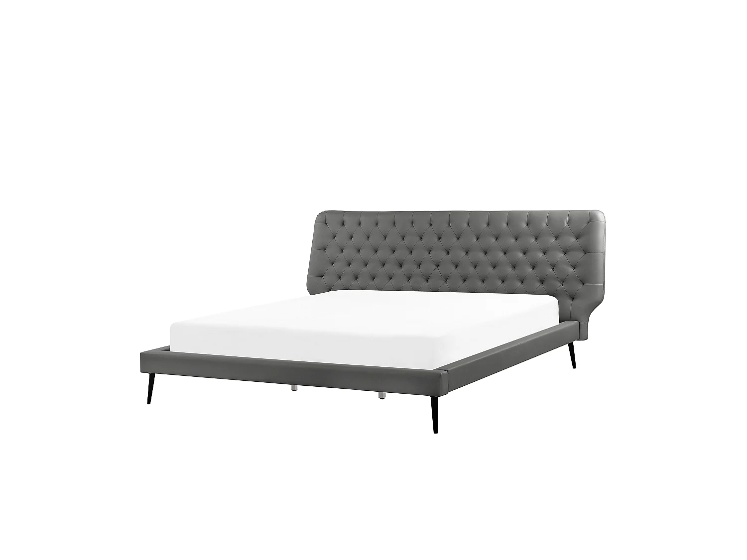 Lit avec sommier Cuir PU ESSONNE 180 x 200 cm Gris