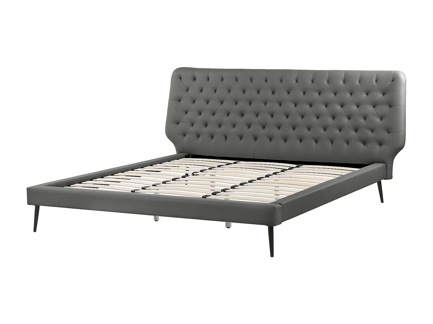 Lit avec sommier Cuir PU ESSONNE 180 x 200 cm Gris