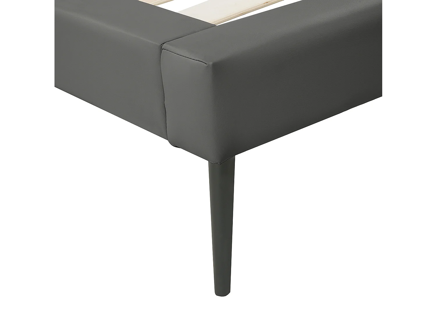 Lit avec sommier Cuir PU ESSONNE 180 x 200 cm Gris