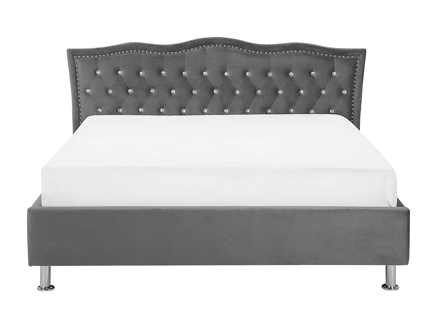 Cama baú Veludo METZ 160 x 200 cm Cinzento escuro