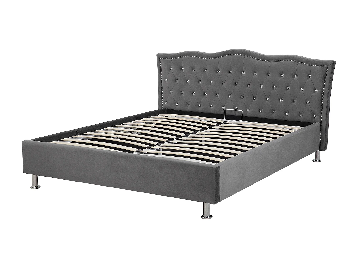 Cama baú Veludo METZ 160 x 200 cm Cinzento escuro