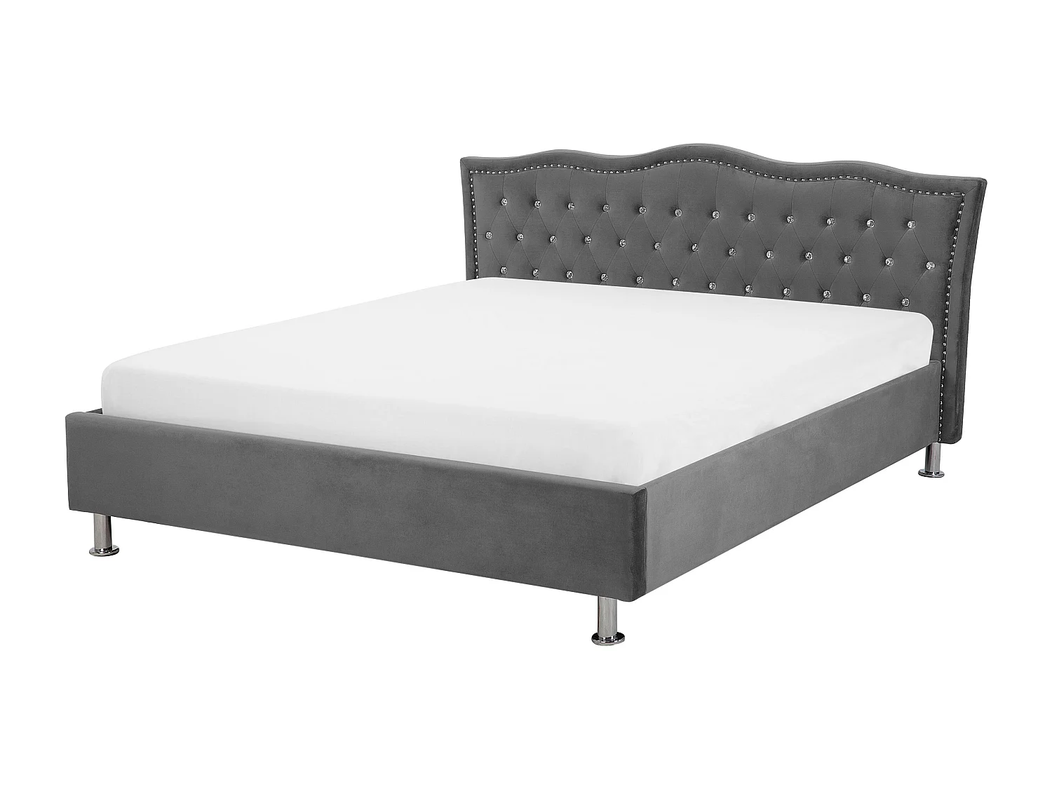 Bed met opbergruimte Fluweel METZ 160 x 200 cm Donkergrijs