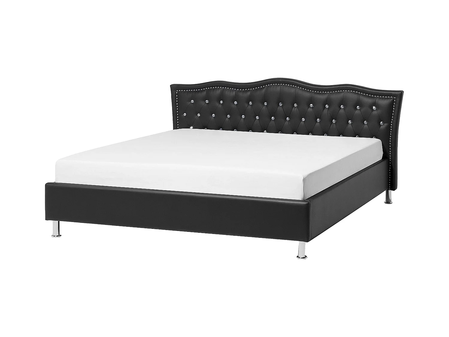 Lit avec sommier Cuir PU METZ 140 x 200 cm Noir