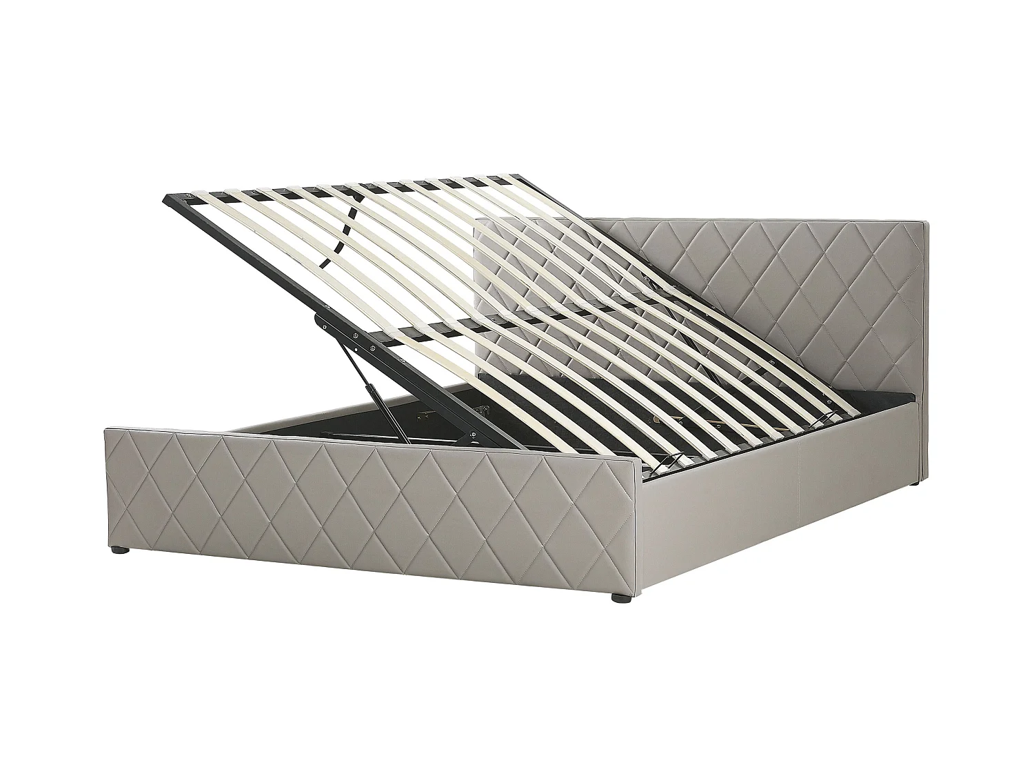 Cama con almacenaje Piel sintética ROCHEFORT 180 x 200 cm Gris pardo