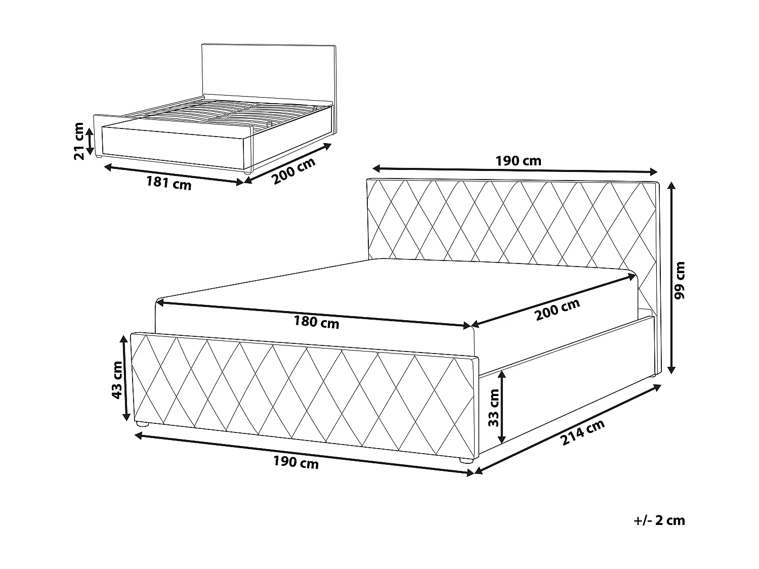 Bed met opbergruimte Kunstleer ROCHEFORT 180 x 200 cm Taupe