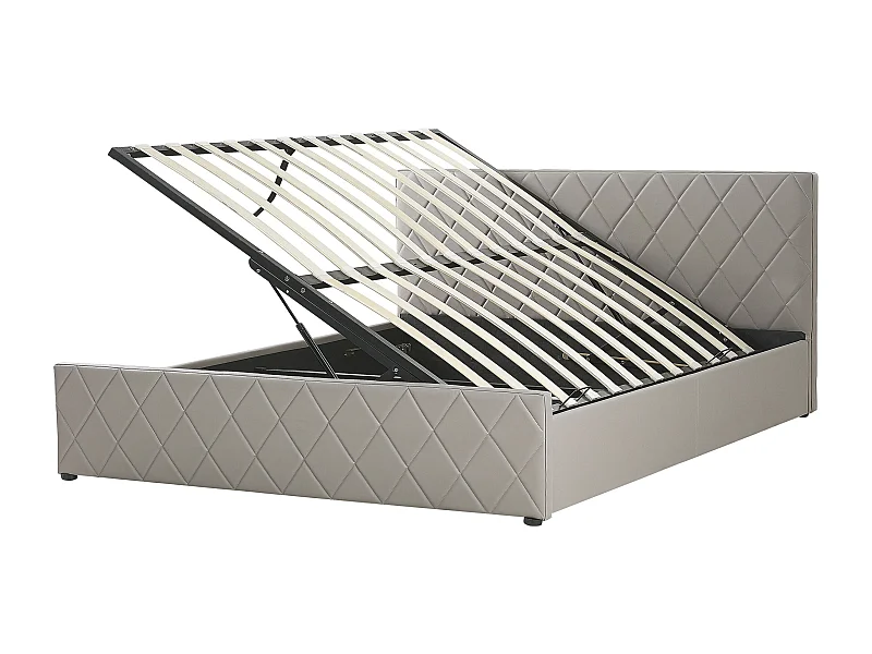 Bed met opbergruimte Kunstleer ROCHEFORT 180 x 200 cm Taupe