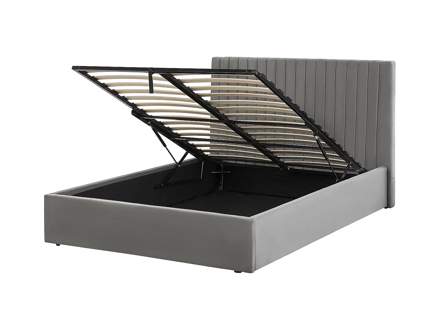 Lit ottoman Velours VION 140 x 200 cm Gris
