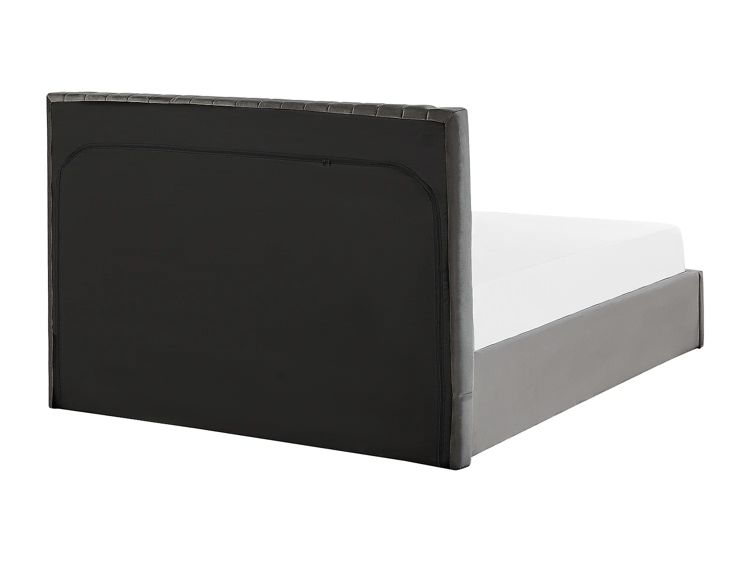 Polsterbett Samtstoff grau 140 x 200 cm mit Stauraum gestepptes Kopfteil Vion