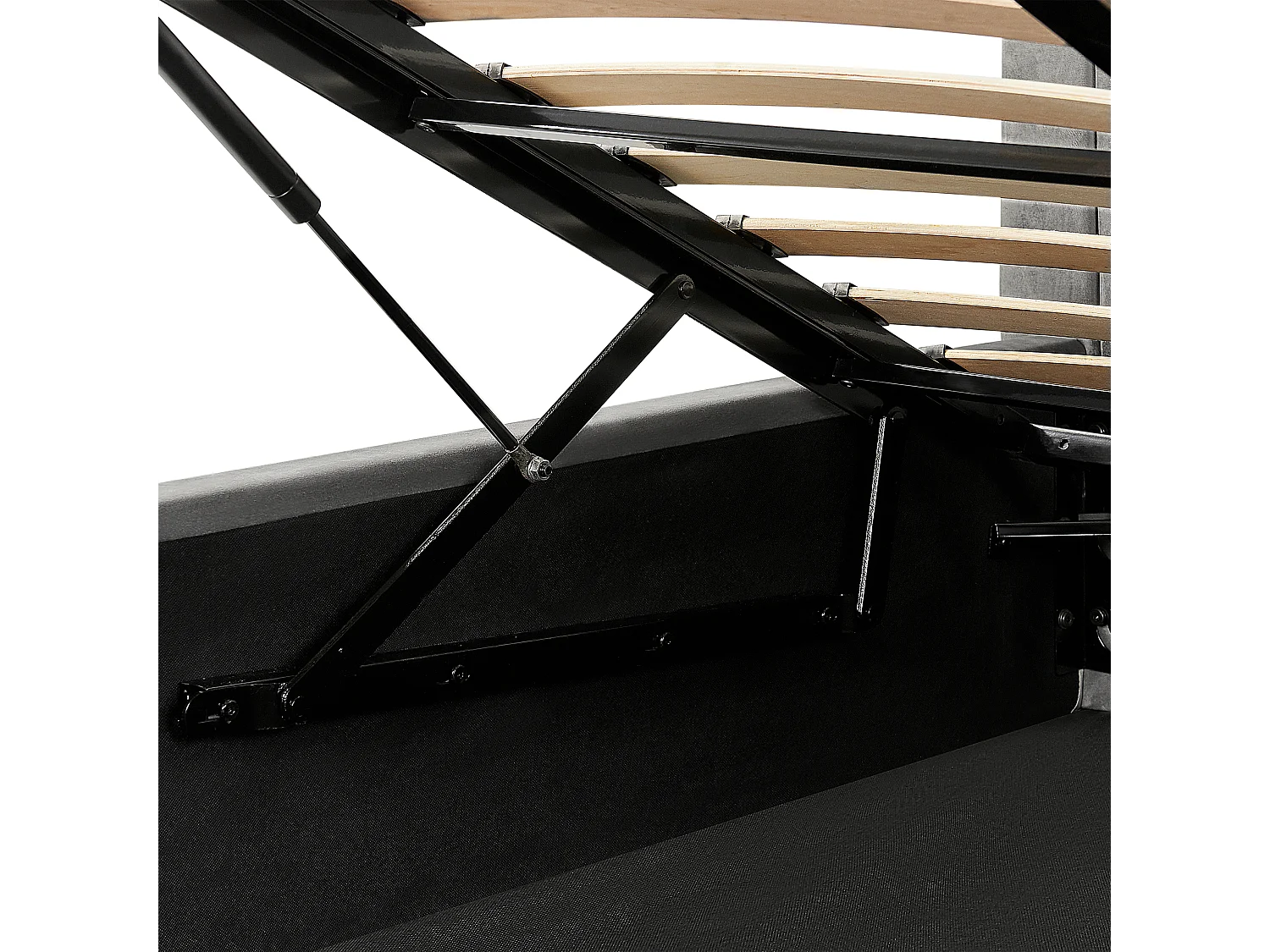 Polsterbett Samtstoff grau 140 x 200 cm mit Stauraum gestepptes Kopfteil Vion