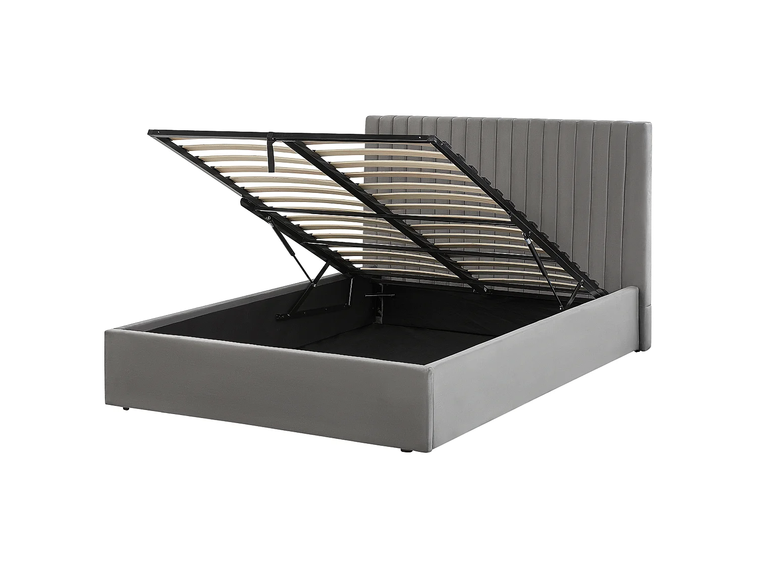 Bett mit Stauraum Samtstoff VION 140 x 200 cm Grau