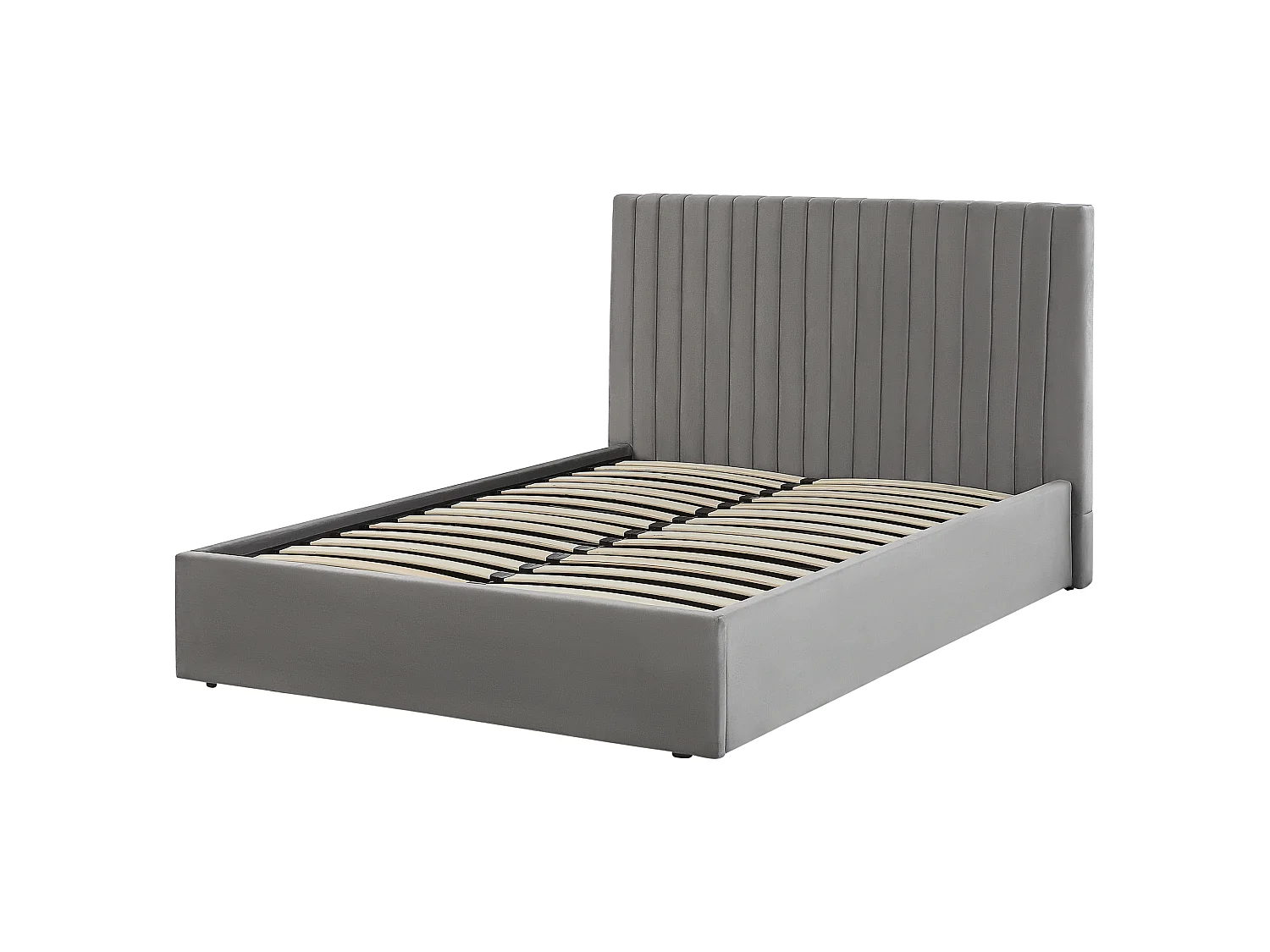 Bett mit Stauraum Samtstoff VION 140 x 200 cm Grau