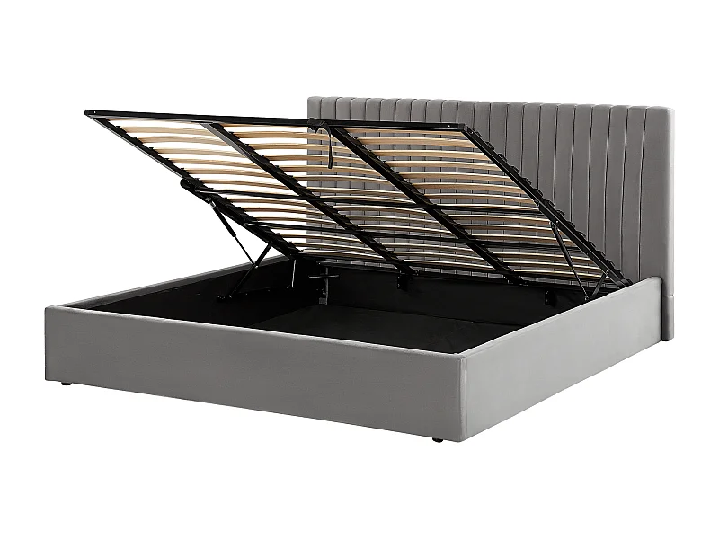 Bed met opbergruimte Fluweel VION 180 x 200 cm Grijs