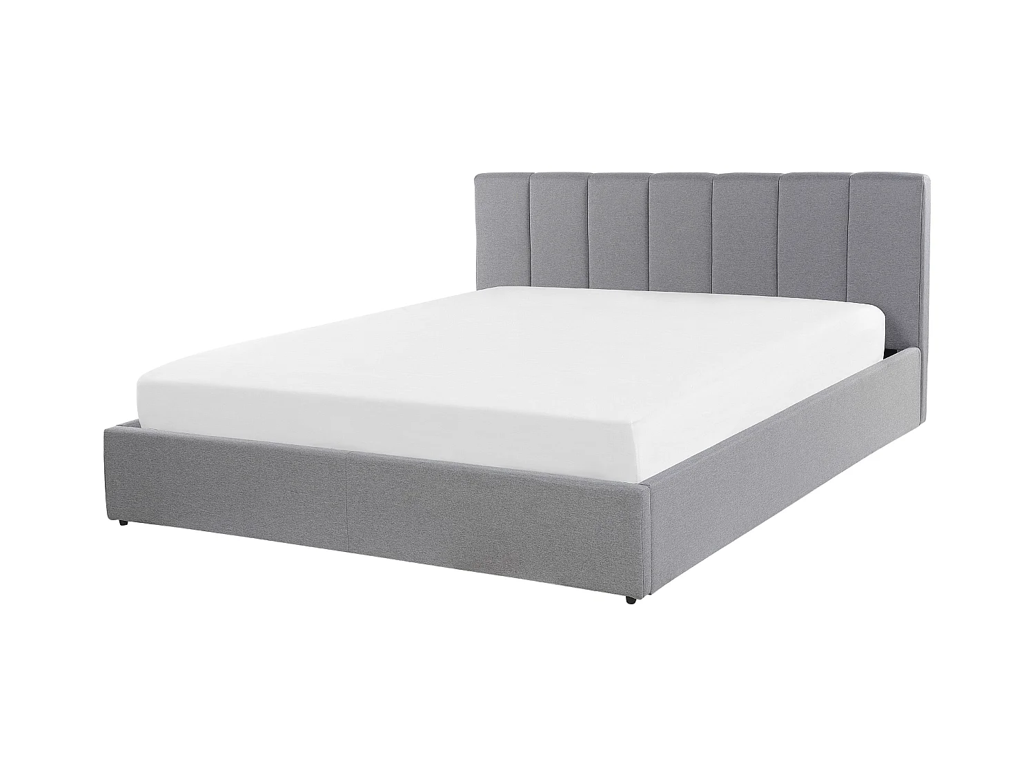Cama con almacenaje Tela DREUX 160 x 200 cm Gris claro
