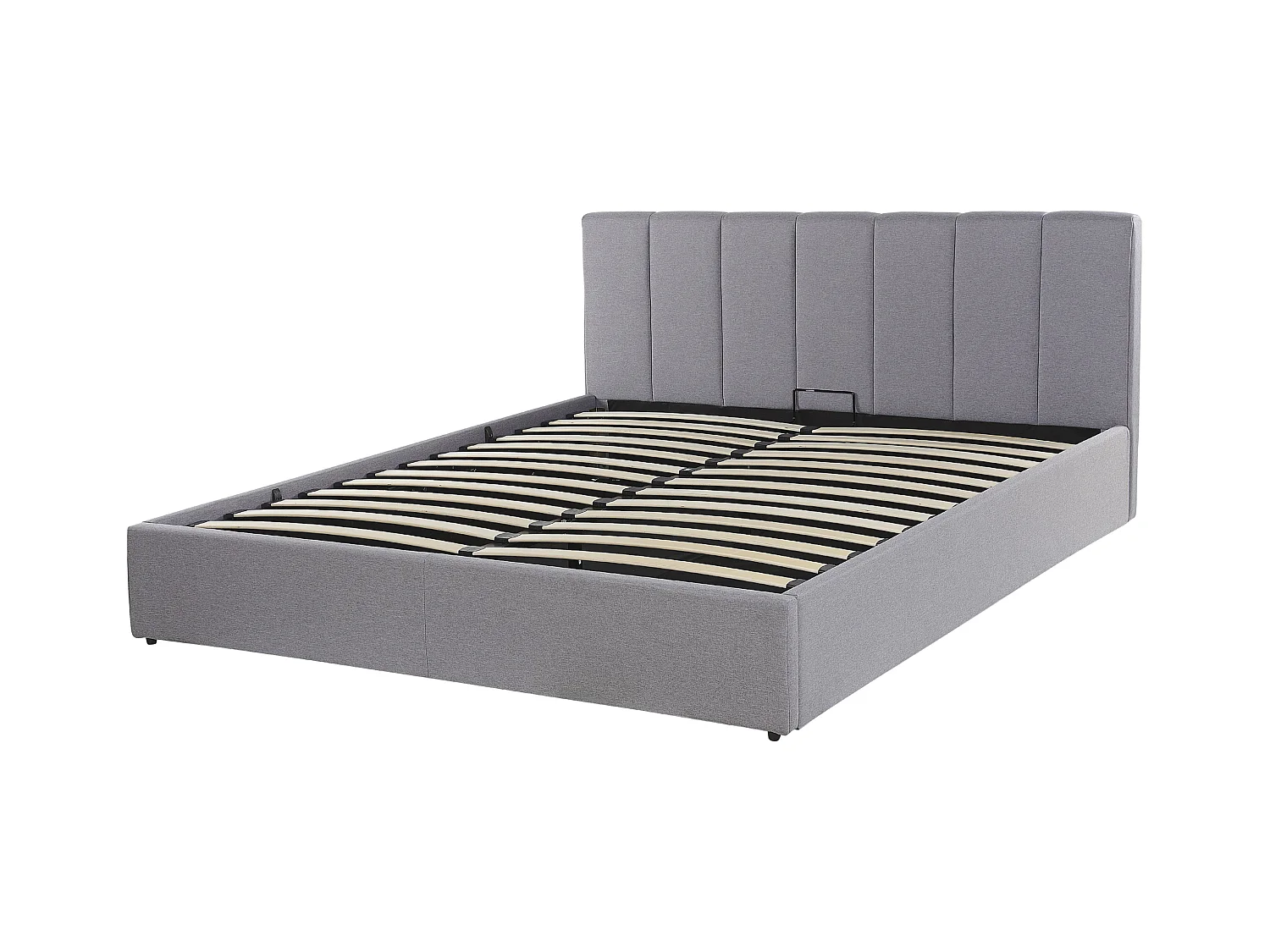 Cama con almacenaje Tela DREUX 160 x 200 cm Gris claro