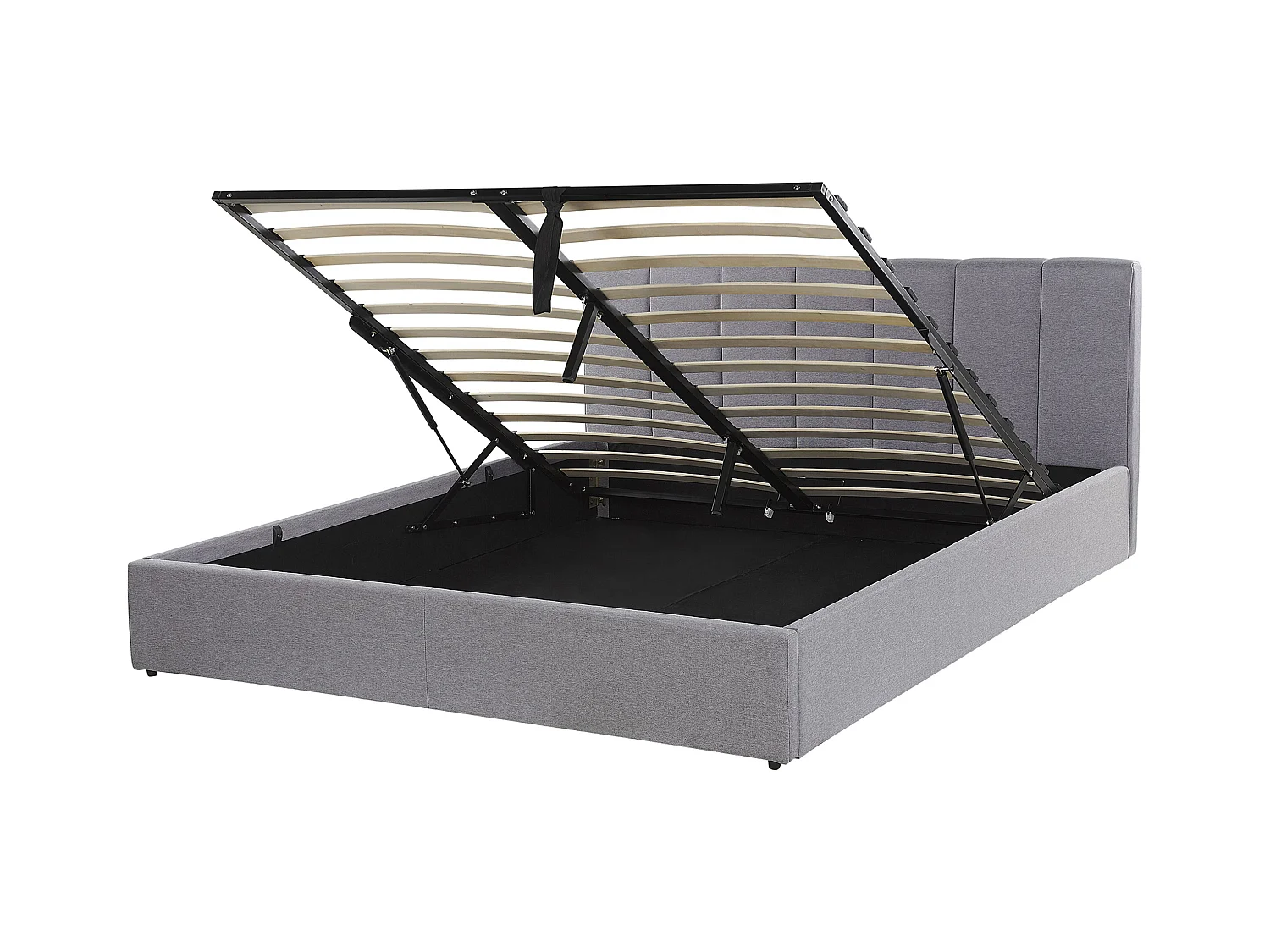 Elegantes Bett Polsterbezug mit Bettkasten hochklappbar hellgrau 160 x 200 cm Dreux