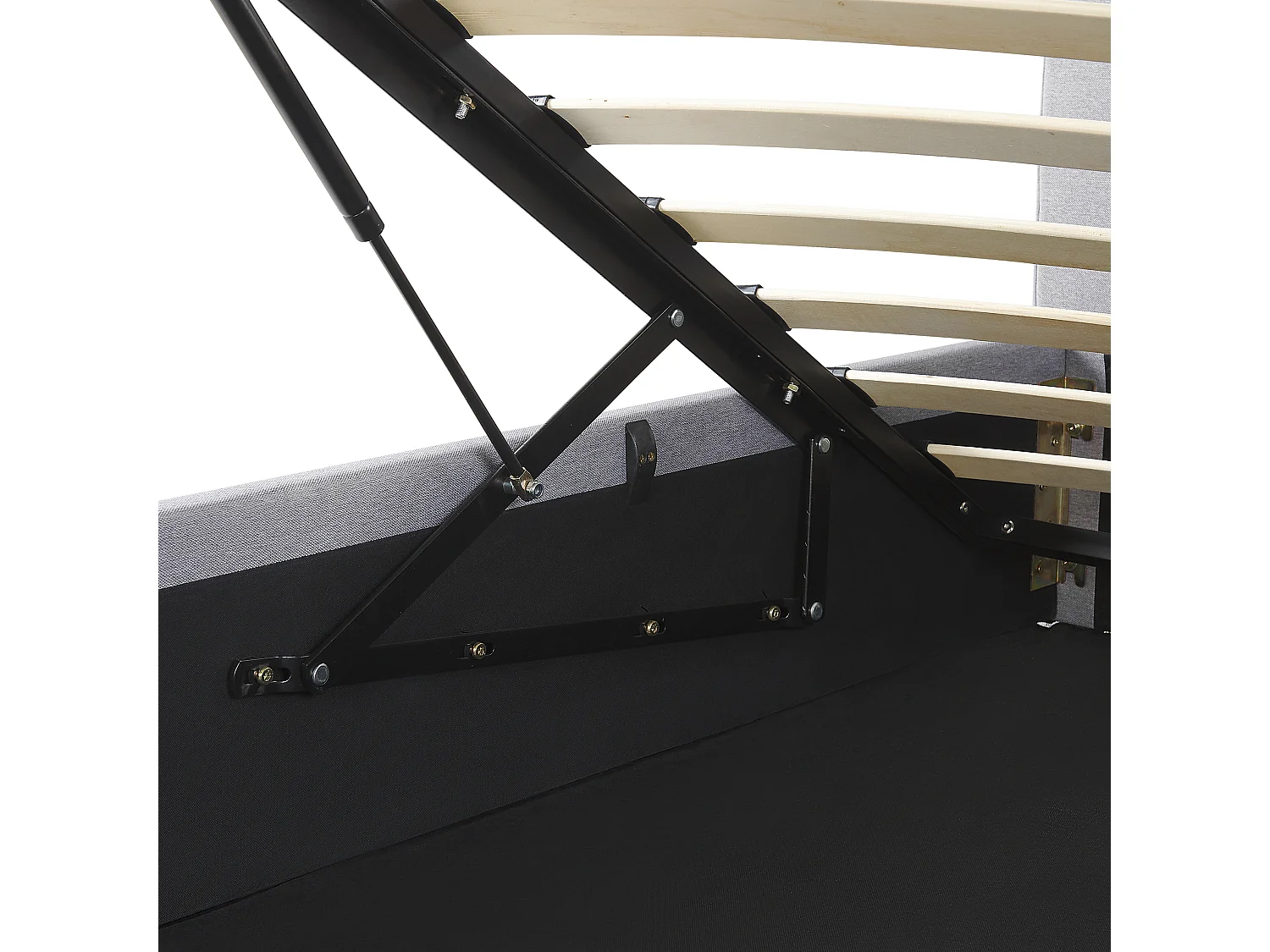 Cama baú Tecido DREUX 160 x 200 cm Cinzento claro