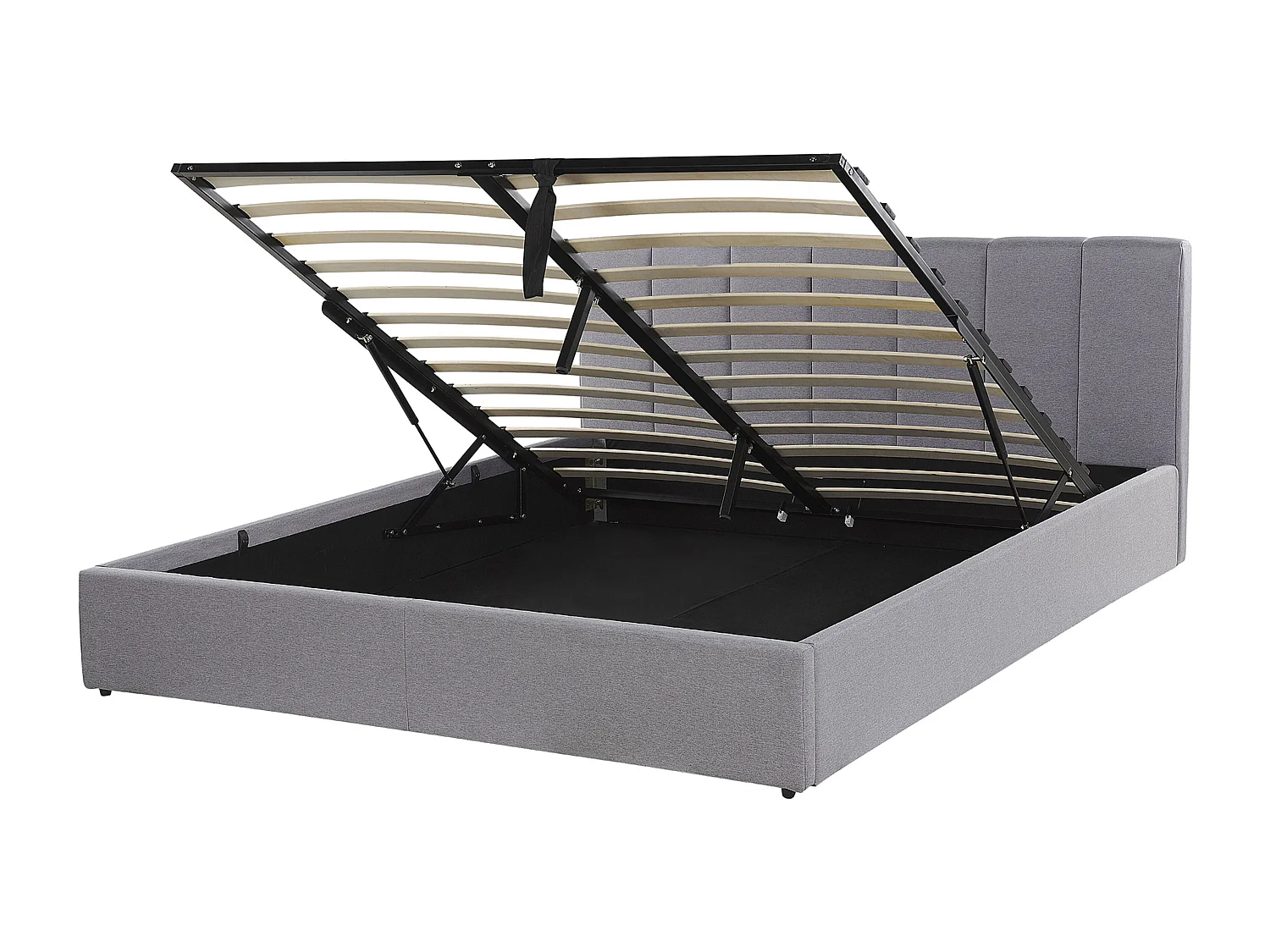 Lit ottoman Tissu DREUX 160 x 200 cm Gris clair